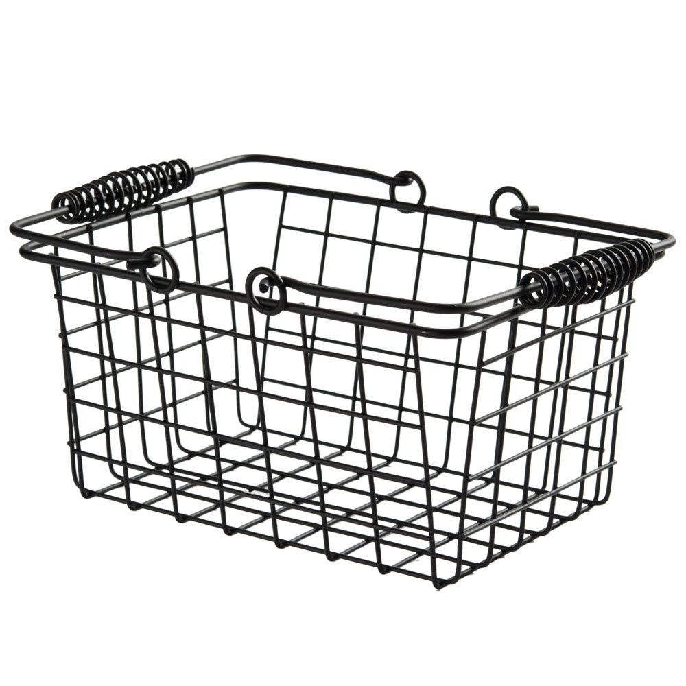 RBHB975 9" x 7" Black Rectangular Basket w/ Handles