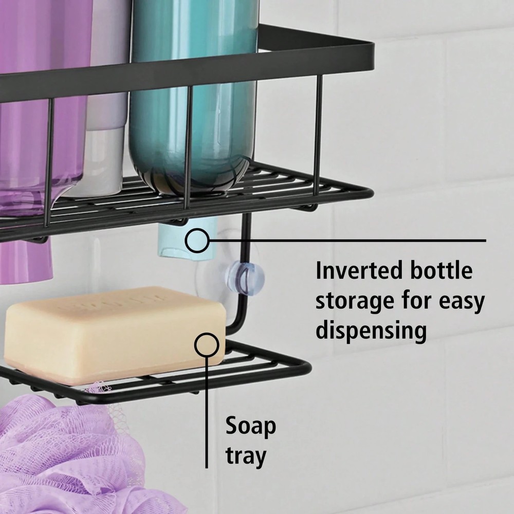 Matte Black 2-Tier Hanging Shower Caddy