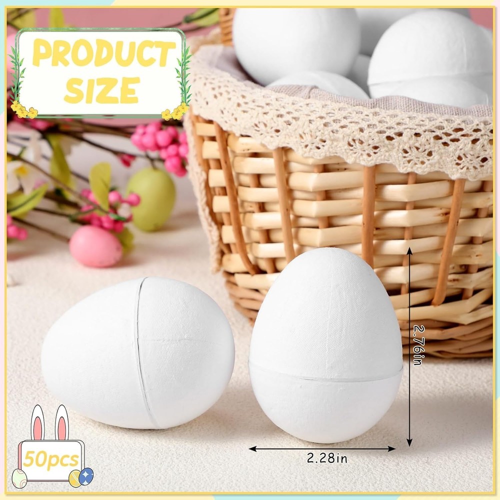 100 Pcs Paintable Easter Paper Mache Eggs DIY Blank Paper Mache Dyeable Easte...