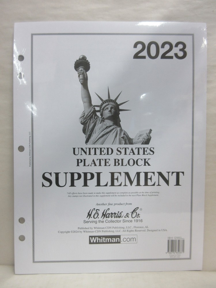 2023 H.E. Harris United States Plate Block Supplement Album Pages for US Stamps