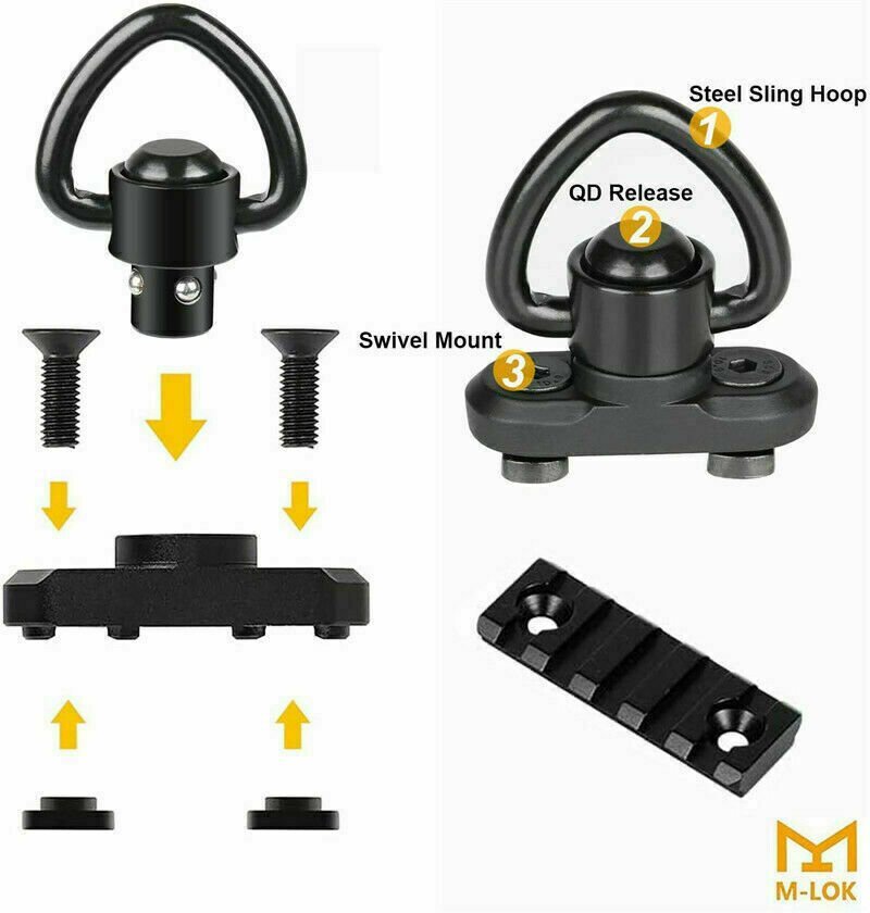 Tactical 2 Point Sling QD Swivel Rifle Adjustable Gun Sling Strap w/ MLOK Swivel