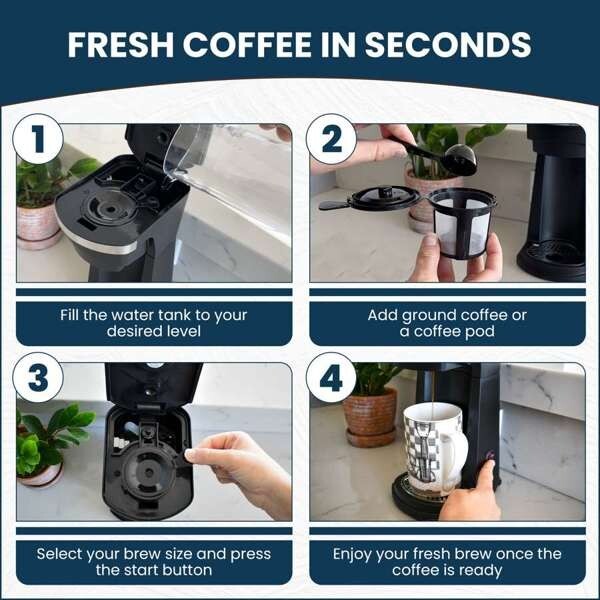 Culinary Chef, 2 In 1 Coffee Maker K Cup/Ground Coffee Compatible, Black