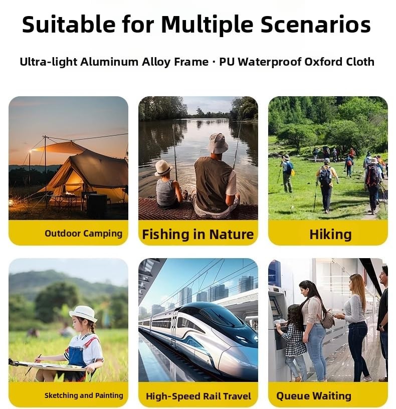 Portable Folding Camping Stool with Shoulder Strap, Suitable for Hiking, Fish...