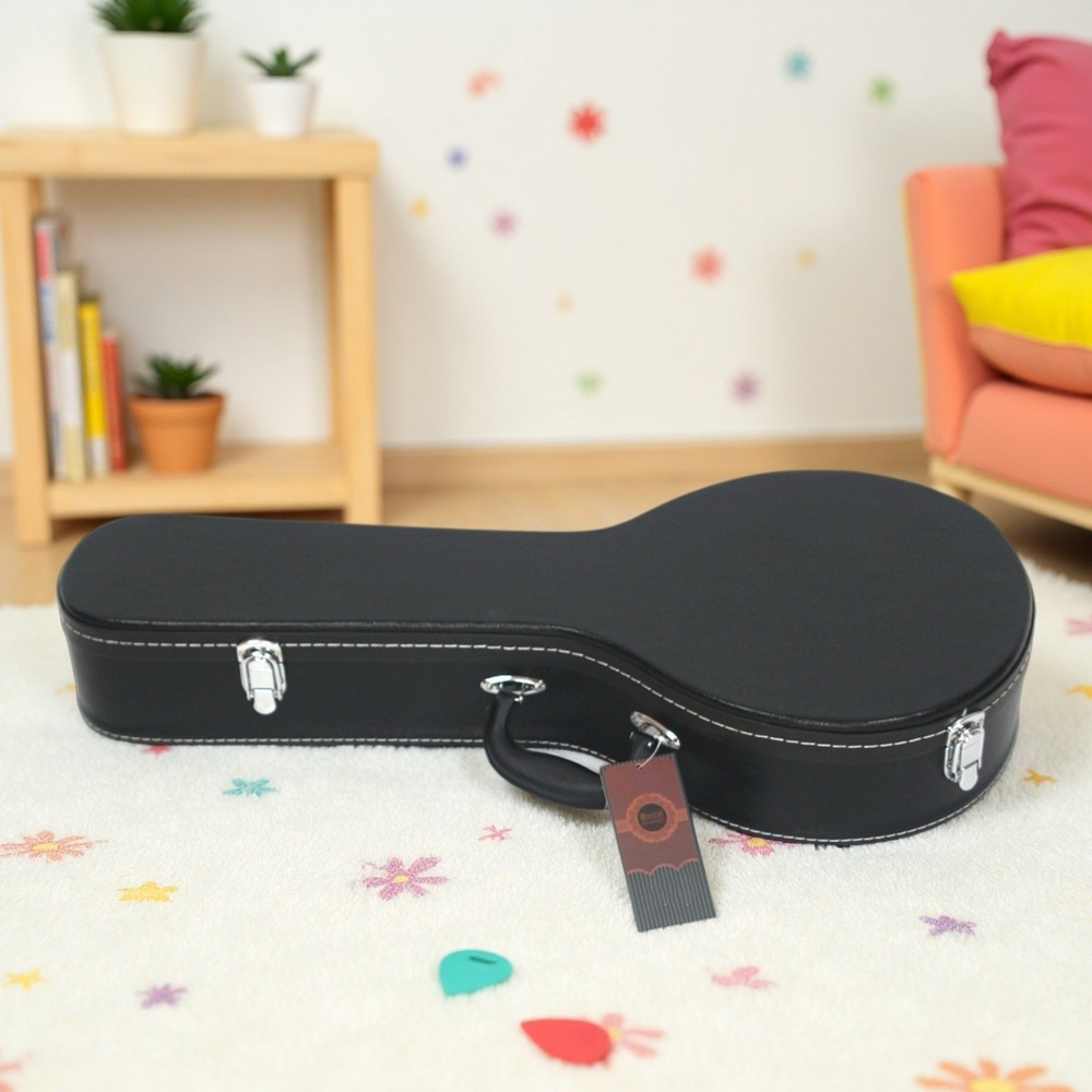 A-Style Mandolin Hardshell Case - Contoured Padded Lockable Black Finish