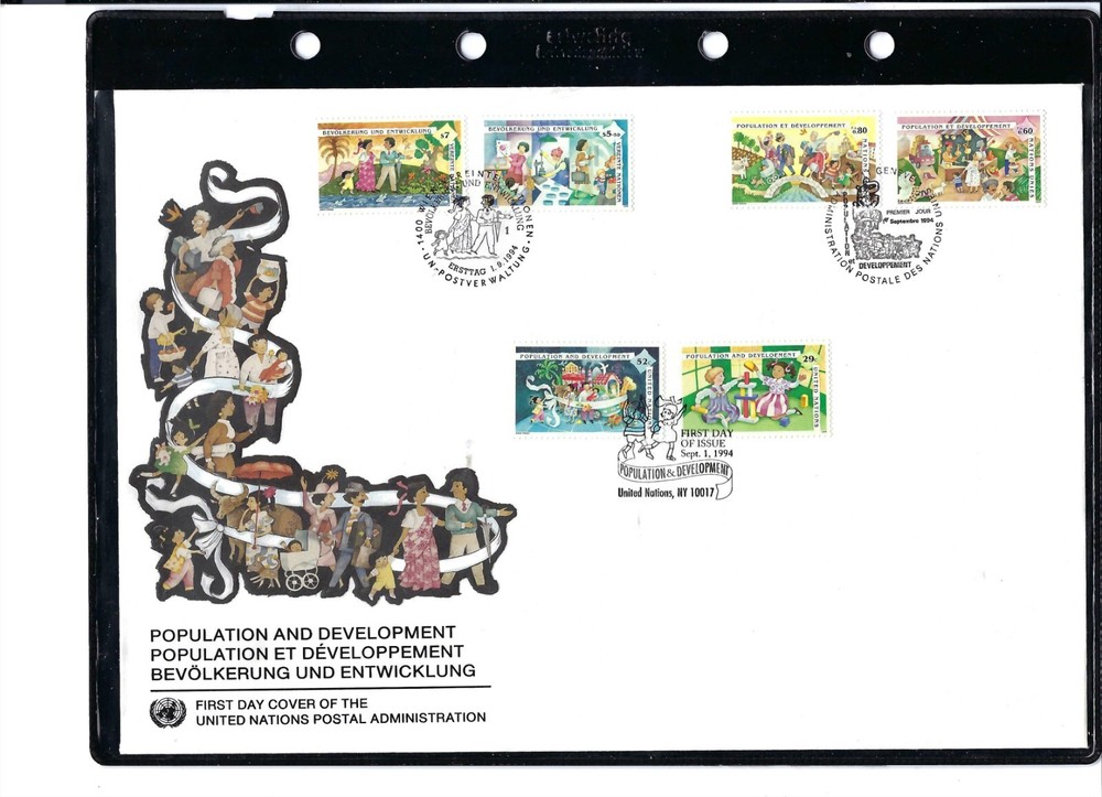 1994Population and Development Large FDC - All Three Offices- UNPA Cachet