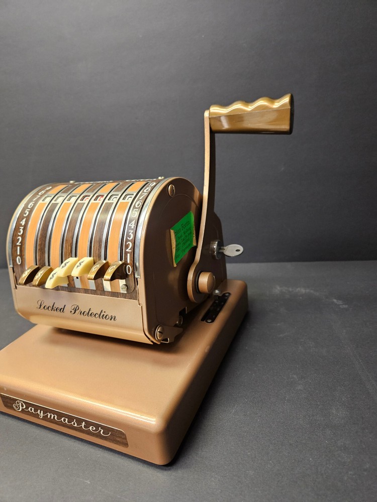 Paymaster X-550 Check Writer Machine & Key Beige Chrome