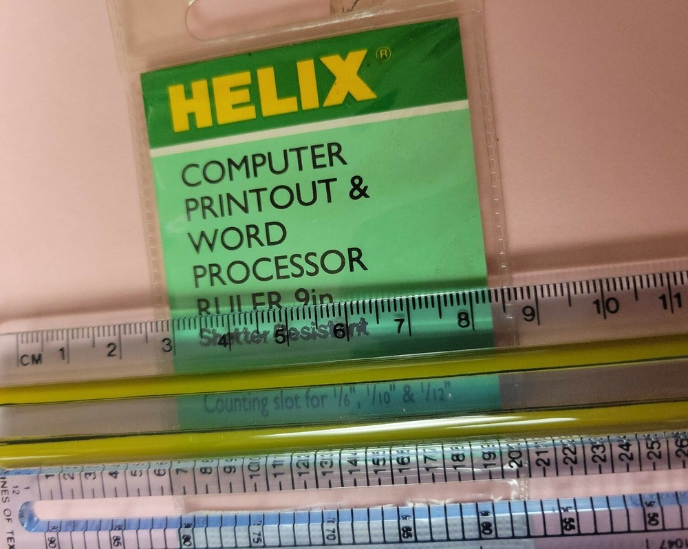 HELIX 9" Computer Printout & Word Processor Ruler w Highlighter & Magnification