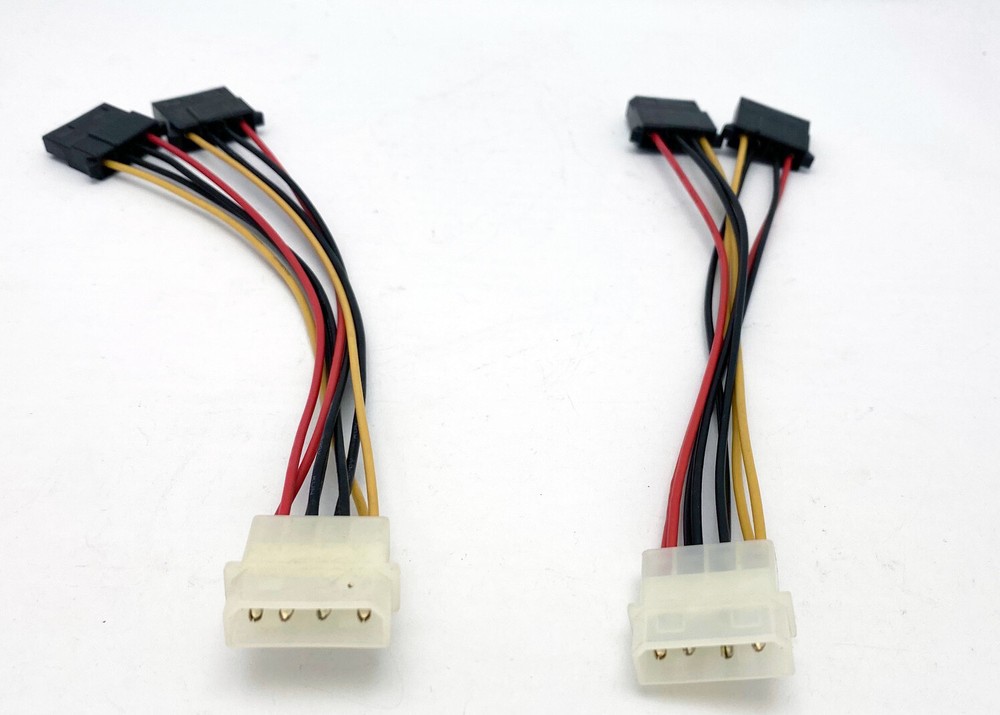 NEW 2-PACK Internal Power Supply 4Pin Y Adapter Cable,Molex PC Peripheral Plug