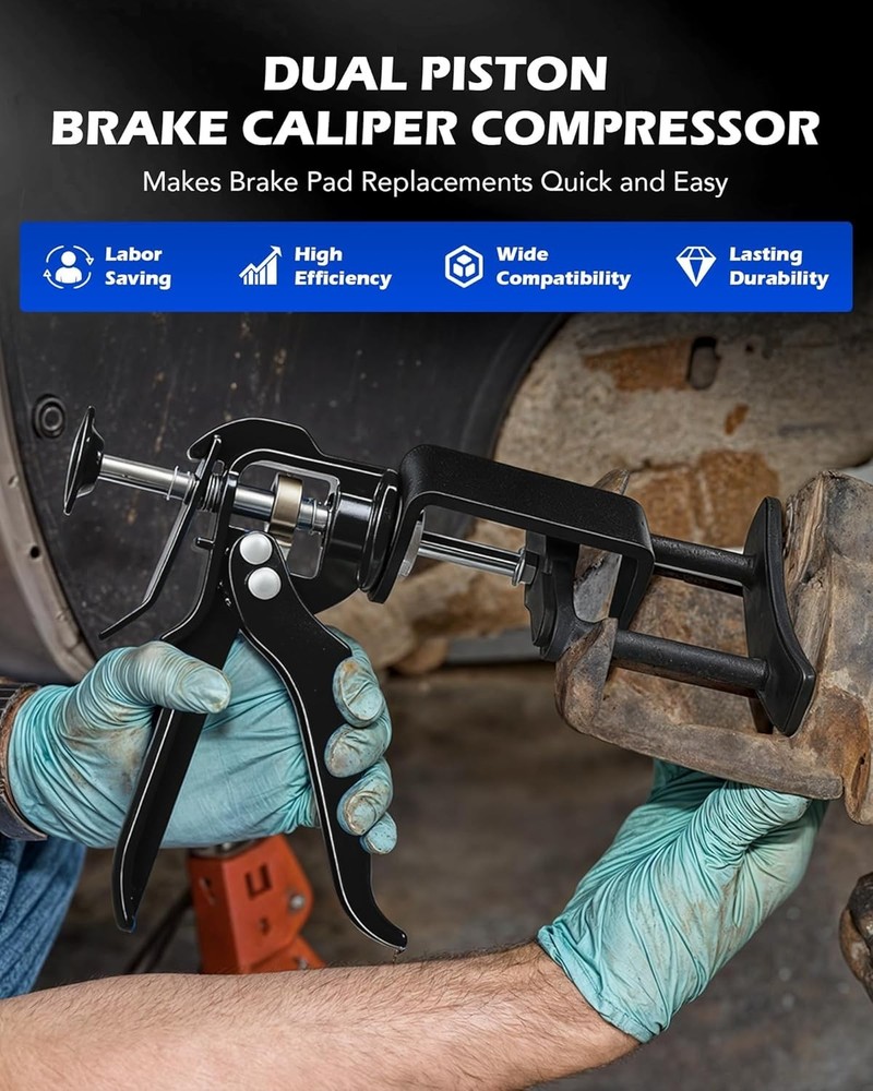 Dual Piston Brake Caliper Compressor, Heavy Duty Brake Piston Compressor Tool...