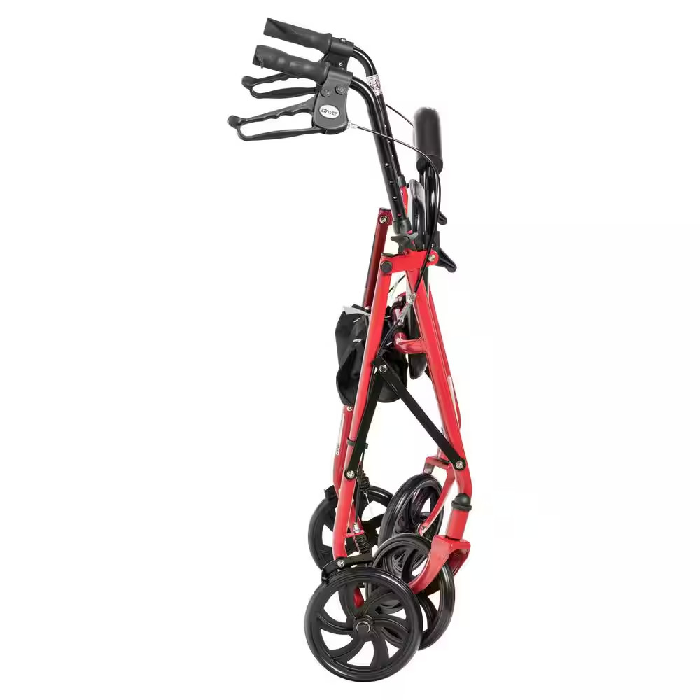 Four Wheel Rollator Rolling Walker with Fold up Removable Back Support, Red
