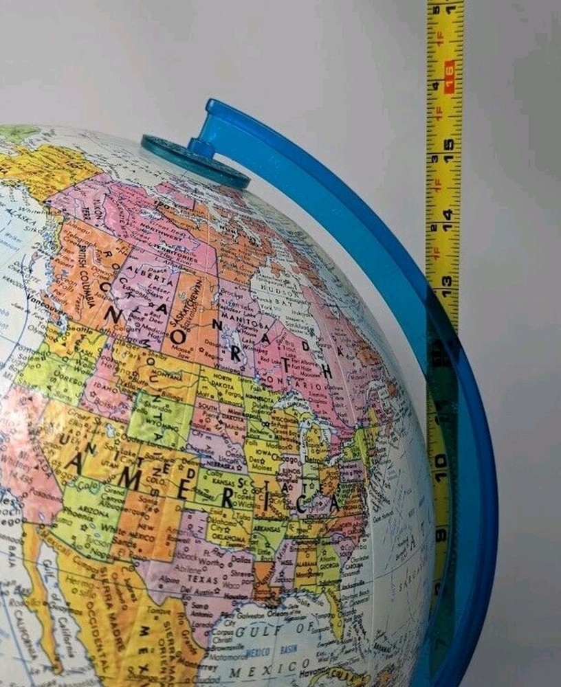 Replogle Globemaster Rotating World Globe on Blue Plastic Stand 12"