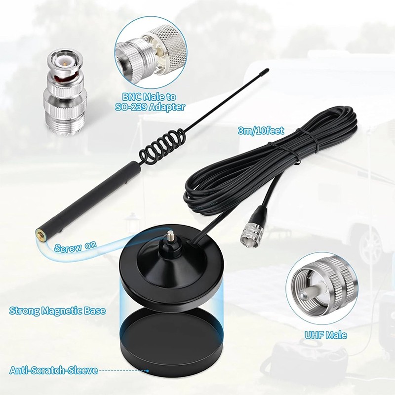 27MHz Antenna Magnetic Mount PL259 & BNC Male For Uniden President Car CB Radio