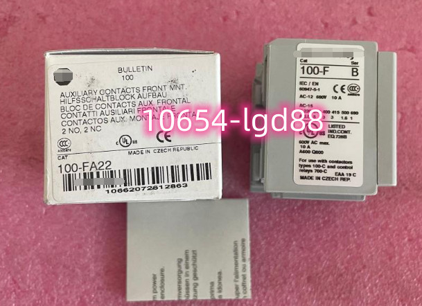 one FOR Auxiliary Contact Block 100-FA22 NEW #10654