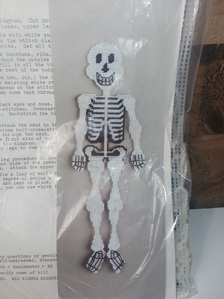 Vintage 1988 Belco Spooky Dancing Skeleton Stitch Pattern