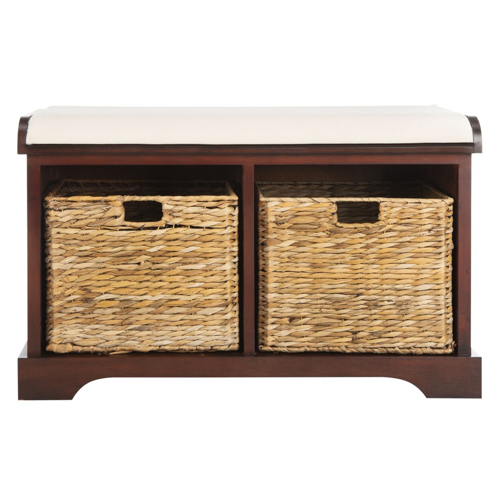 SAFAVIEH Freddy Wicker Storage Bench | Cherry |