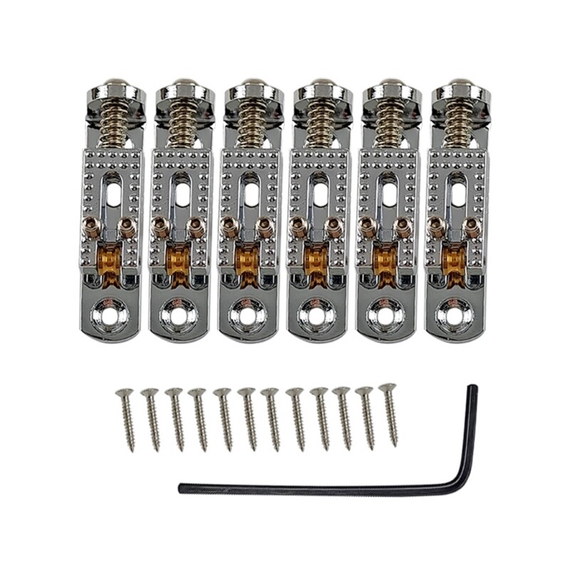 Guitar Bridge Set 6 String Single Individual Bridge Saddles Tailpiece with Screw