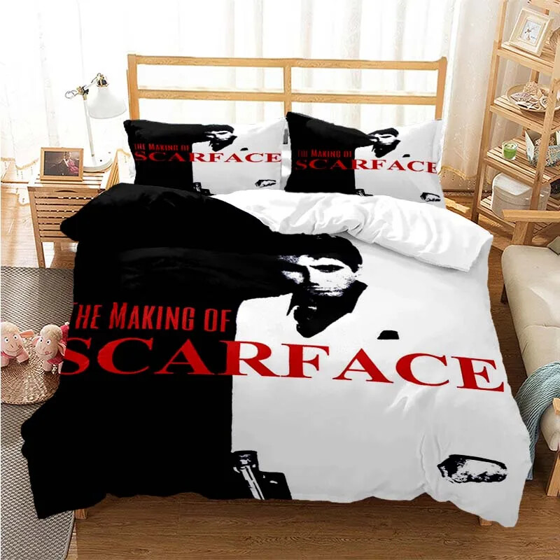 Tony Montana Scarfaces Bedding Set Duvet Cover Pillowcase Bed Kids Adult Home