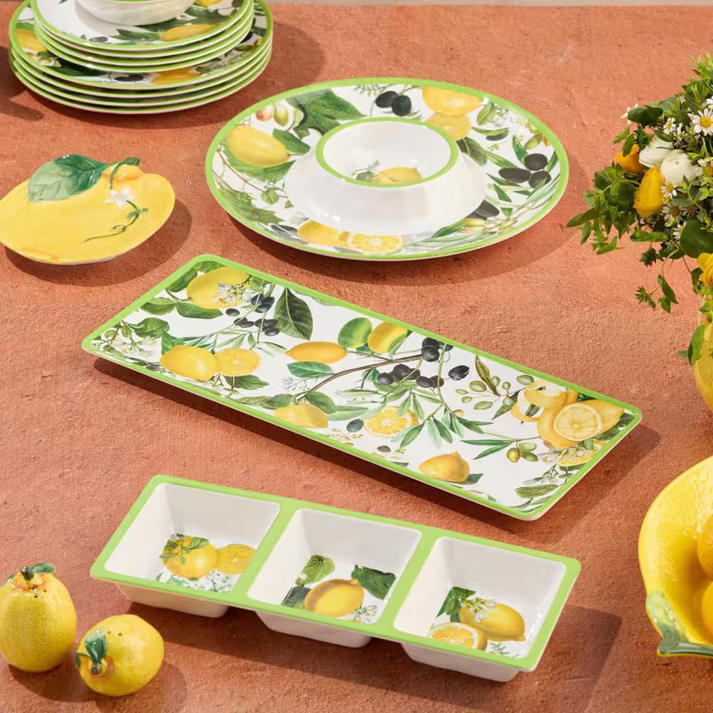 Limone 14.5 In. Multi-Colored Melamine 3-Piece Platter Set