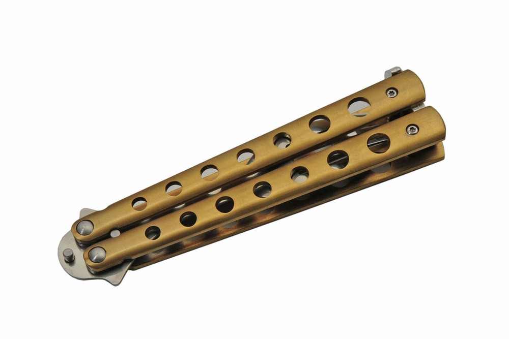 Fork | 9" Overall Silver Butterfly Handle Balisong Trainer - NO BLADE