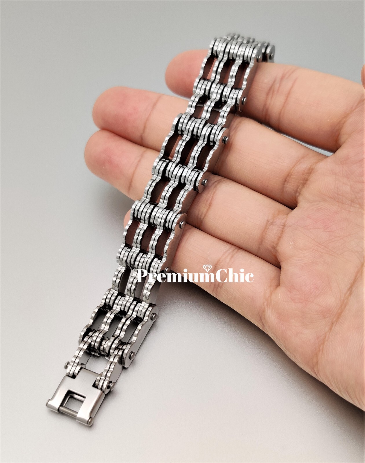 SOLID Stainless Steel Motorcycle Bike Chain Design Bracelet Men's Jewelry 16MM