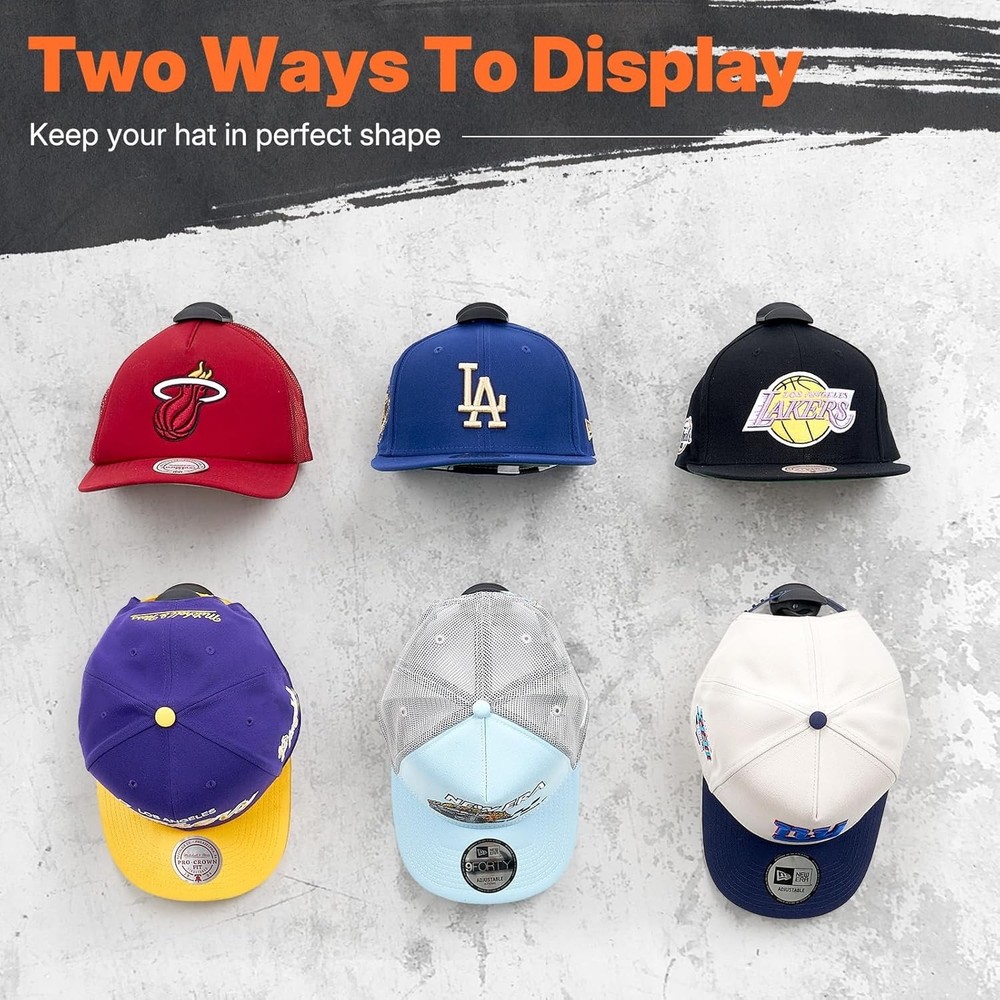 Adhesive Hat Hooks for Wall 16 Pack, Strong Hat Rack for Baseball Cap Display...