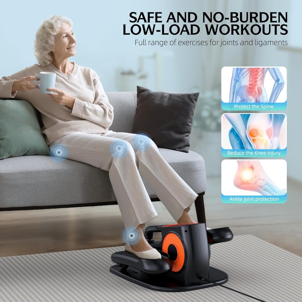 Under Desk Elliptical, Leg Exerciser While Sitting for Seniors, Quiet Portable E