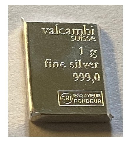 Valcambi 1 gram Silver Bar .999