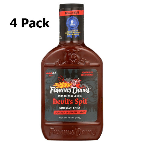 (4 pack) Famous Dave's Devil's Spit BBQ Sauce, 19 oz