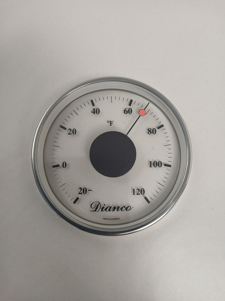 New! Large Silver Colored Dianco Thermometer - Made In Germany