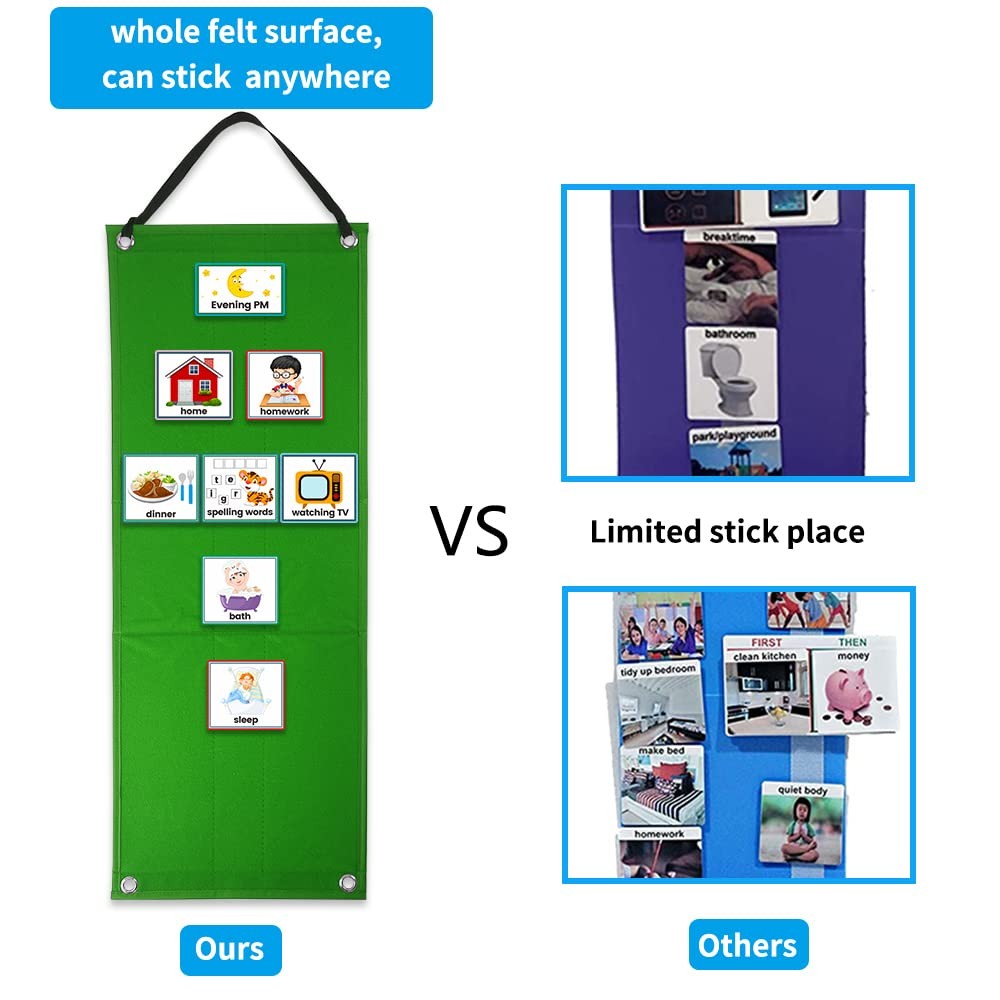 Visual Schedule Chart for Kids - Daily Routine & Autism Learning Tool Green