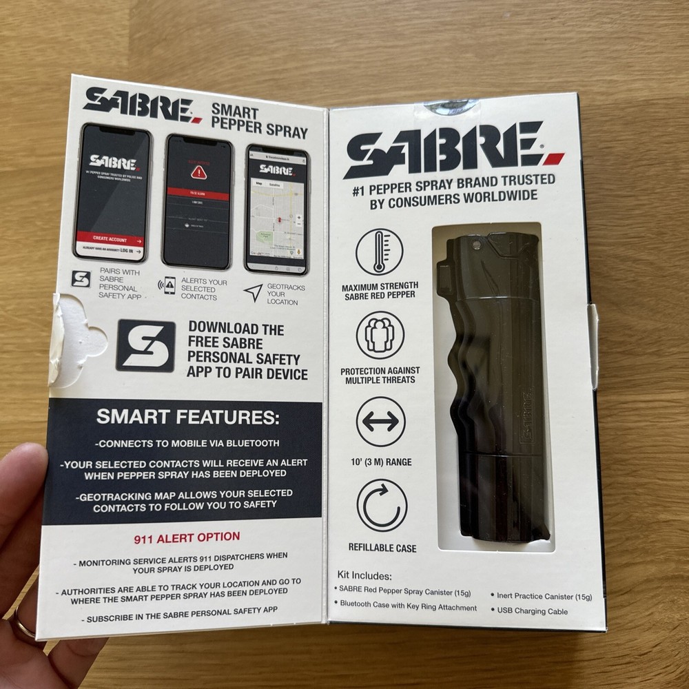SABRE SMART Pepper Spray with Bluetooth GPS Continuous Tracking Free Text Alerts