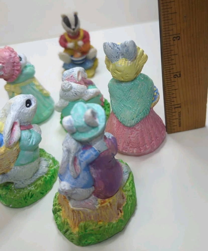 6 Vintage Easter Bunny Figurines Plus 1 Special Extra Read,👇