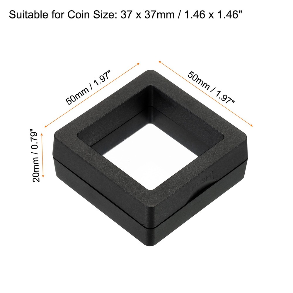 3D Floating Display Frame Coin Jewelry Case with Base 2"x2" Black 8pcs