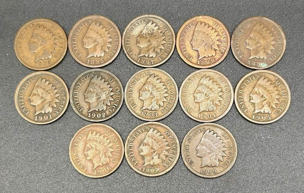 Indian Head Cent Collection (13 Different Dates)