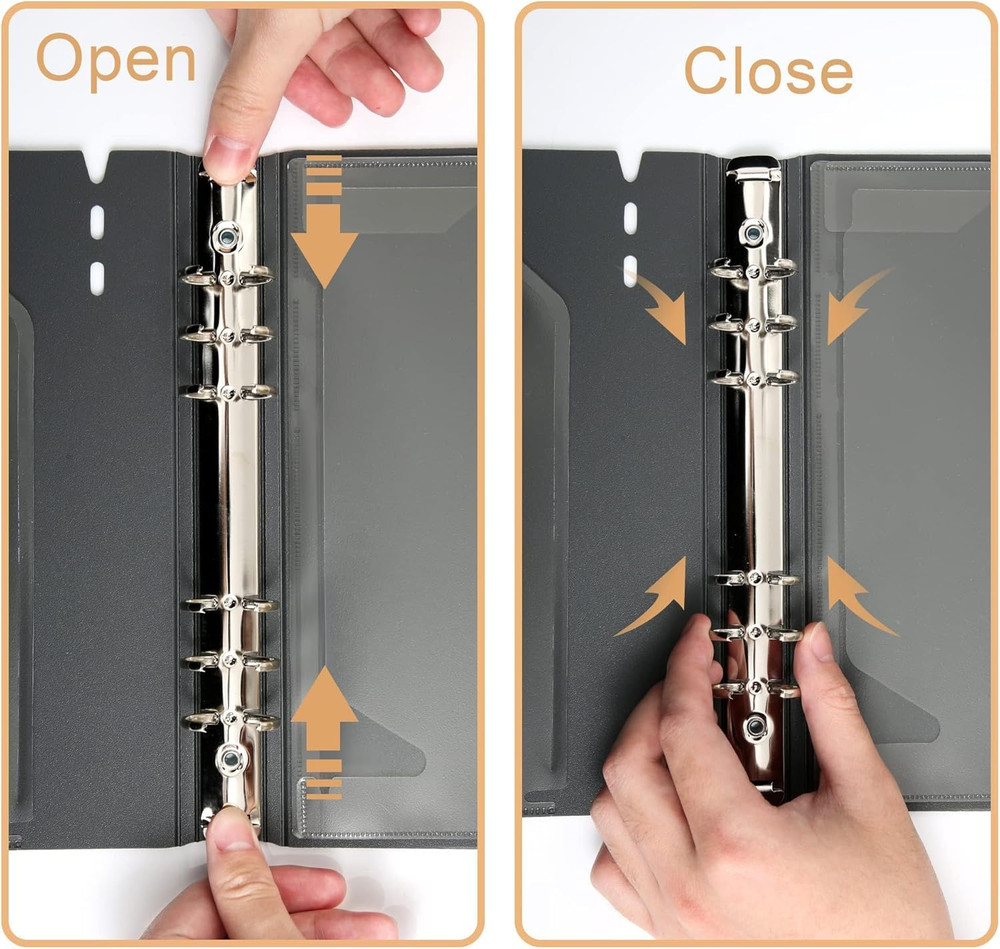 A7 Binder 6 Ring Notebook with Dividers Refillable Planner Binder with Pockets,