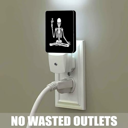 Night Light, Dusk to Dawn Smart Sensor Nightlight for Skeleton Holding Flower