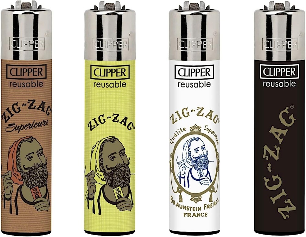 Clipper Zig-Zag Lighters – 4-Pack | Refillable, Durable & Wind-Resistant