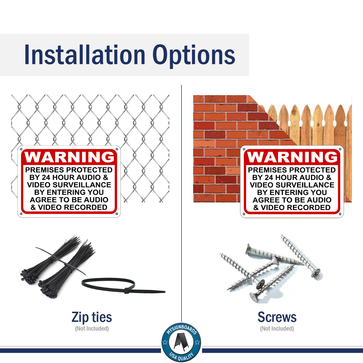 Warning Premises under 24 Hr Audio Video Surveillance home security cctv Signs