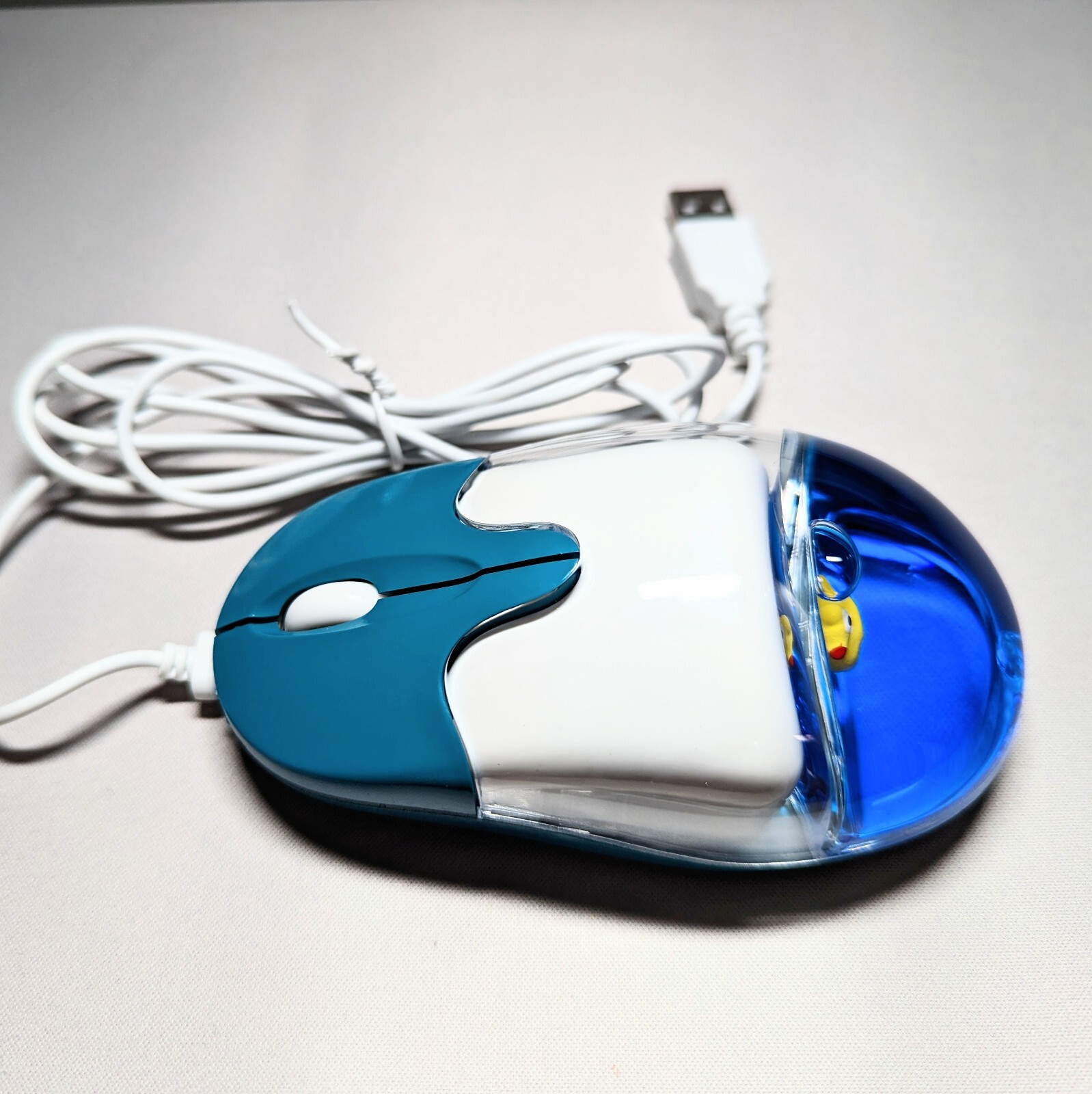 Y2K Aqua Style Wired (USB) Cute Computer Mouse, With Duck Floater NEW