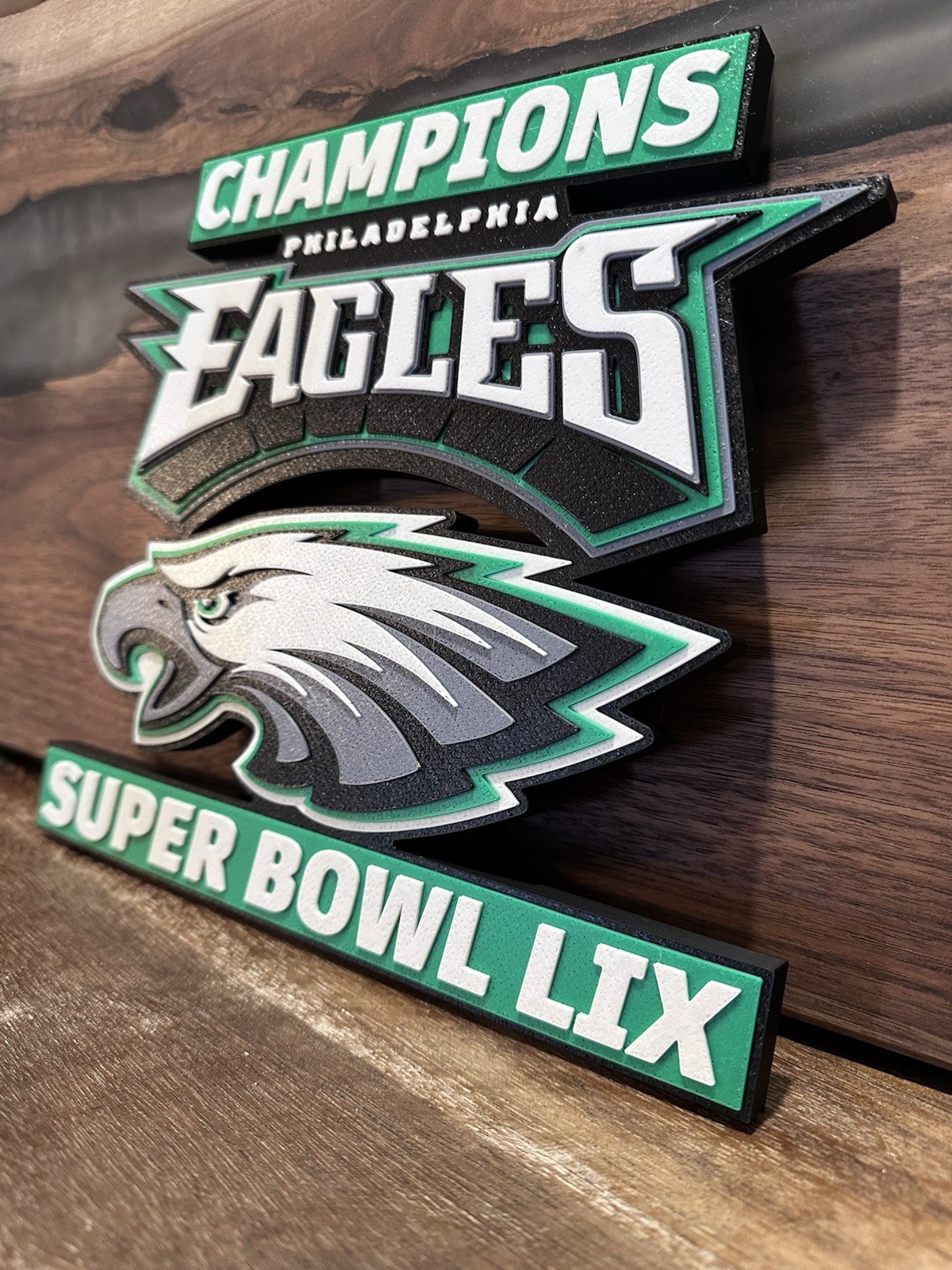 Philadelphia Eagles Champions 3D Wall Sign Super Bowl LIX Decor Man Cave Art