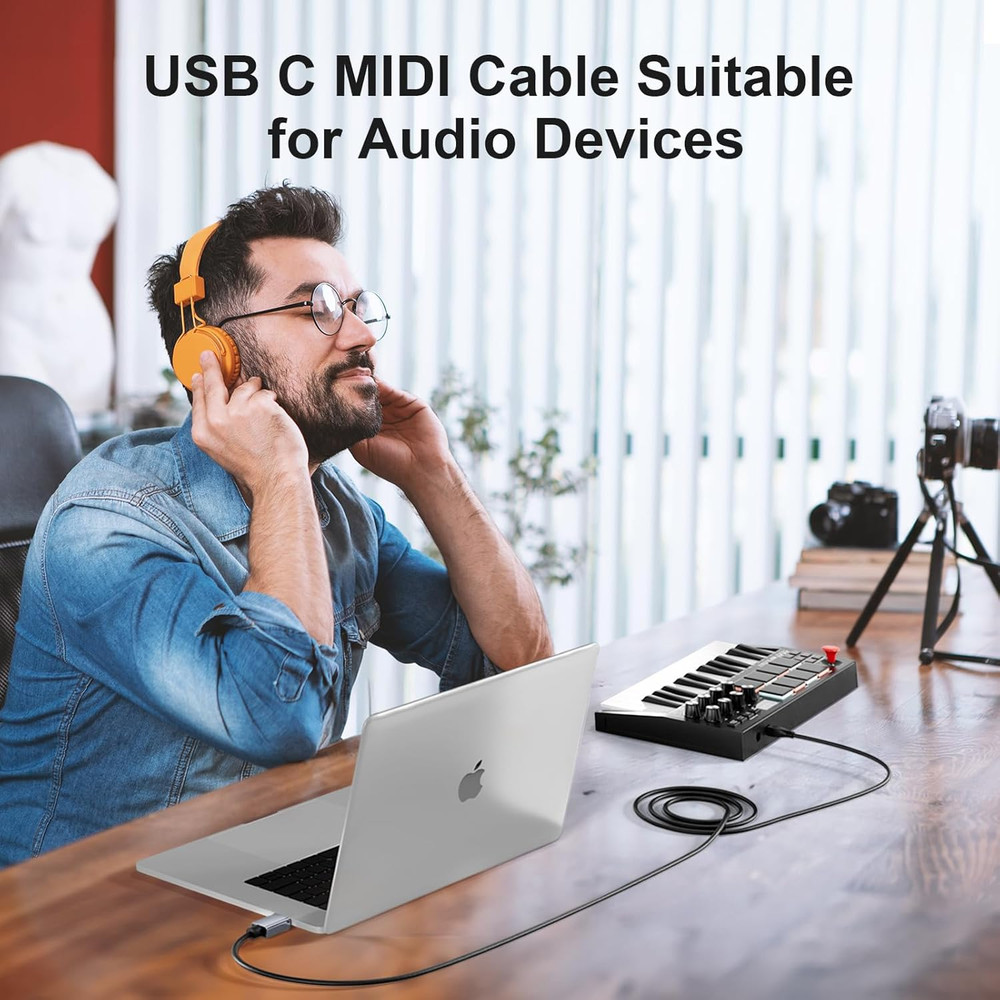 USB C MIDI Cable, Type C to USB 2.0 MIDI Interface Cable for Midi Controller, Ke