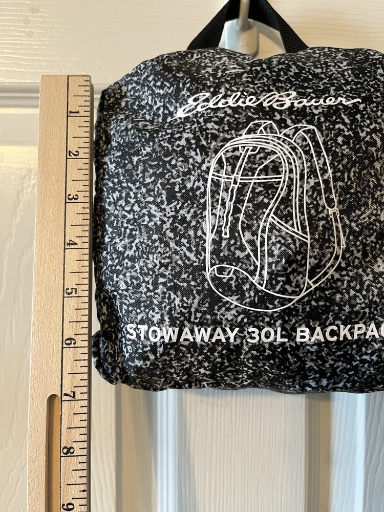 Eddie Bauer Stowaway 30L Packable Backpack, Blk/White Marble