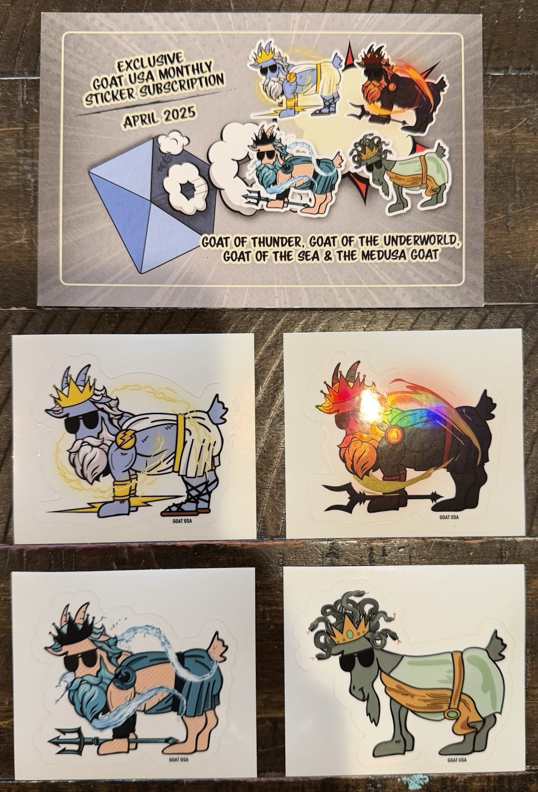 GOAT USA Stickers - Monthly Subscription 4 Pack - April 2025