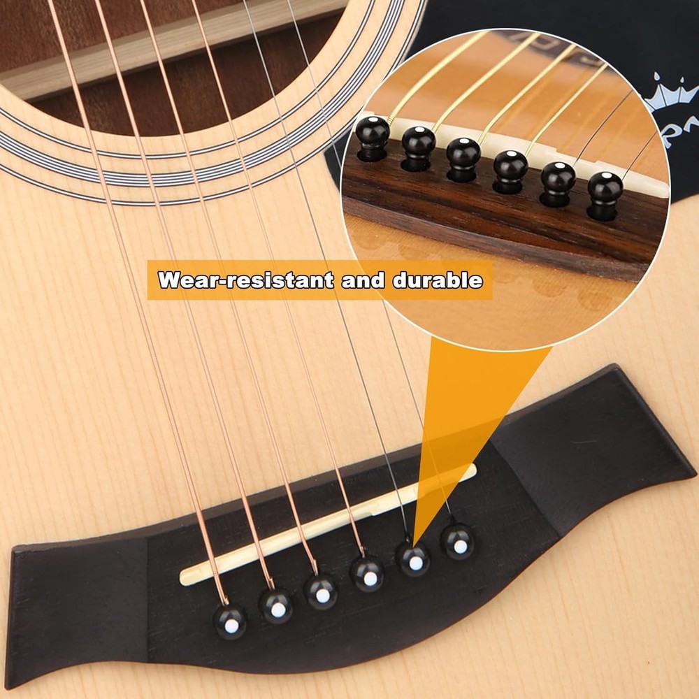 Guitar Bridge Pins & Puller - 12 Pack Ivory/Black Set for Ultimate Performance