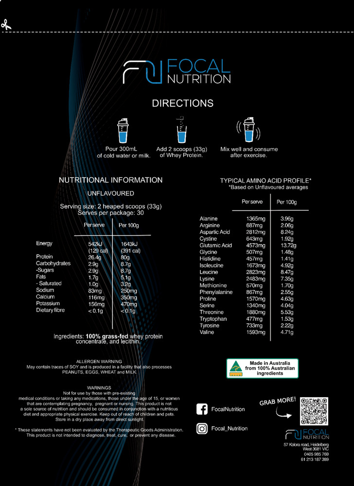 100% AUSTRALIAN LEAN WHEY PROTEIN CONCENTRATE WPC GRASS-FED