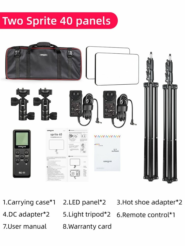 Weeylite Sprite 40 RGB Panel Light 2500-8500K Studio Light with Remote Control