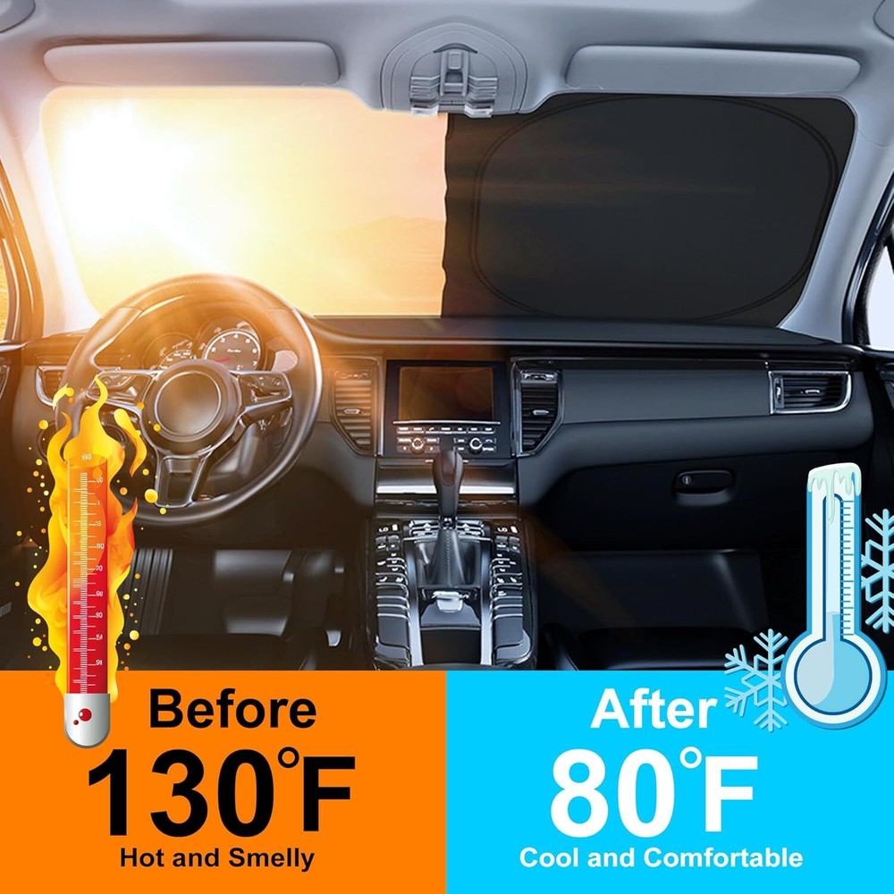 For 1996-2025 Chevy Express Front Windshield Sun Shade Foldable UV Block Cover