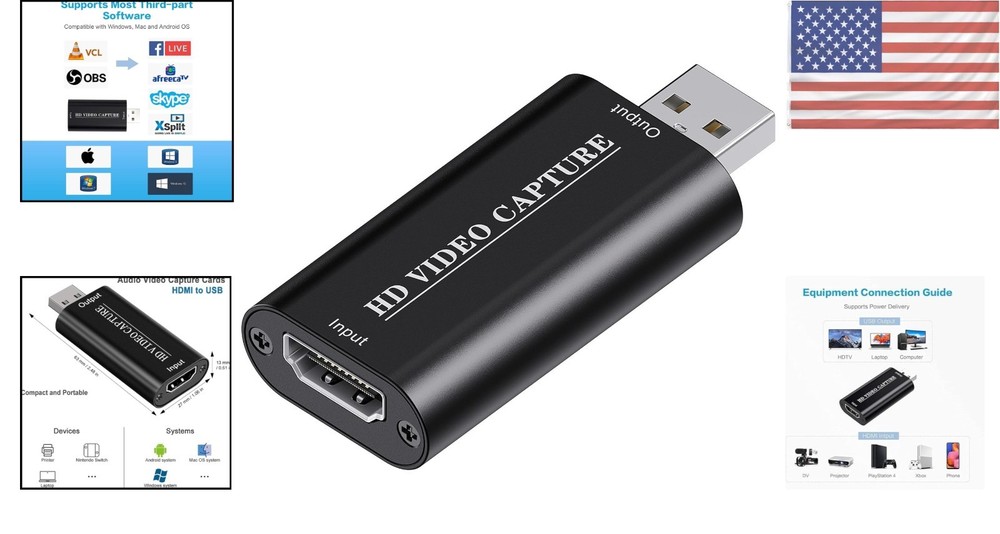 Versatile 4K HDMI Capture Device with 1080p Output for Educators & Streamers