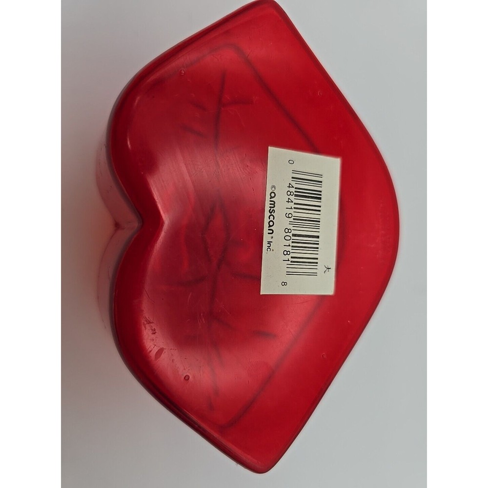 Clear Red Plastic Lips Container with Lid Amscan