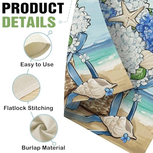 Welcome Spring Summer Beach Hydrangea Flower 12" x 18" Hydrangea Beach